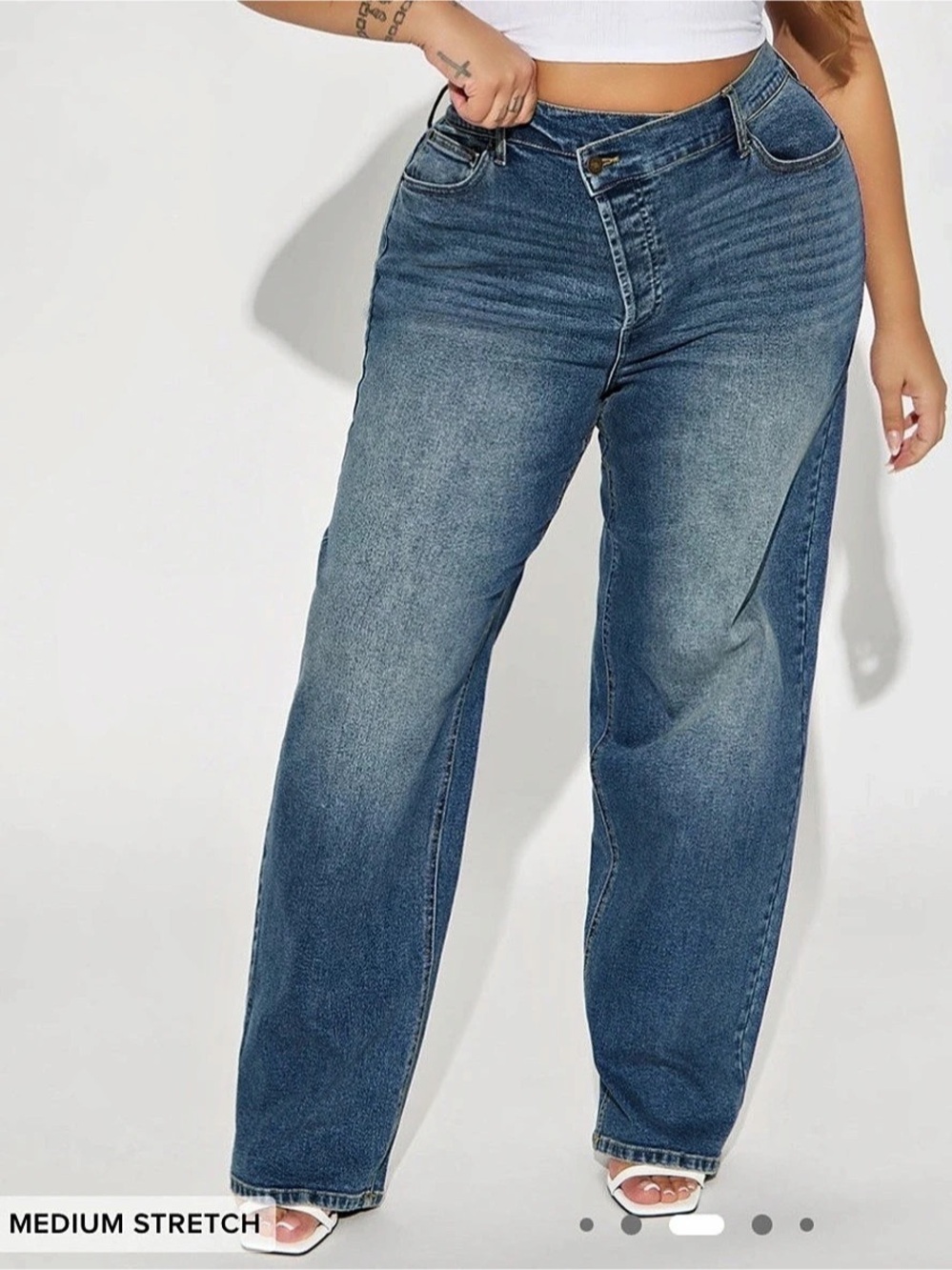 Fashion Nova Eastside Low Rise Crossover Wide Leg Jean Blue